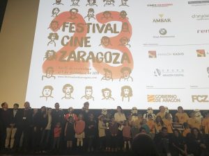 Entrega de premios a los cortometrajes ganadores en la SAla 16 de los Cines Aragonia de Zaragoza